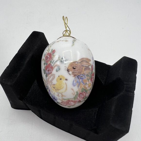 REUTTER Porzellan Rabbit Bunny Chick Porcelain Egg Ornament Easter Vintage 3.5" - Picture 2 of 12